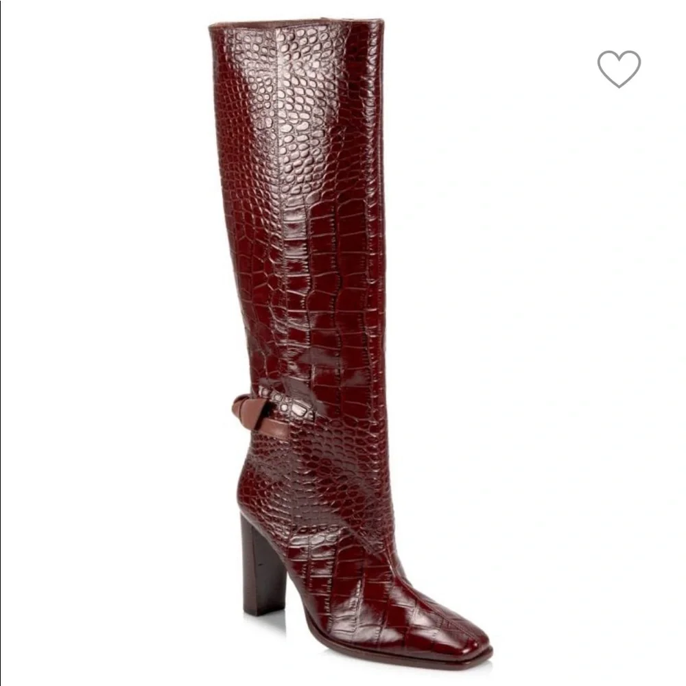Square Clarita Croc-Embossed Leather Boots Women’s Sizes EU: 36 US: 6 MSRP: $795